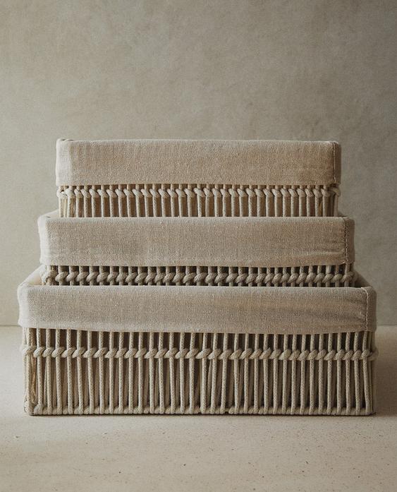 RECTANGULAR BASKET WITH COTTON LINING