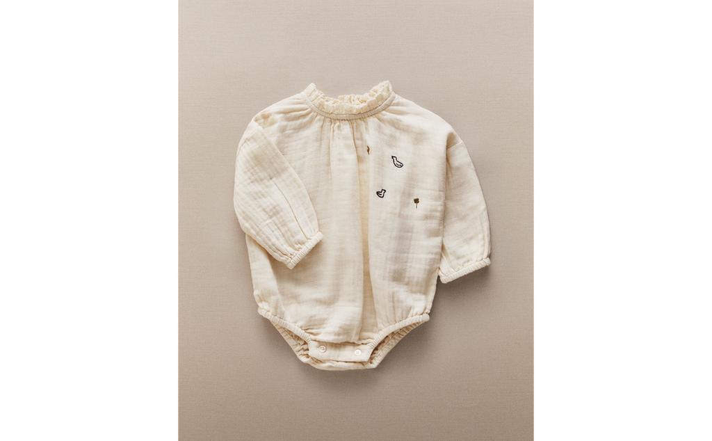 嬰兒棉質平紋細布連身褲