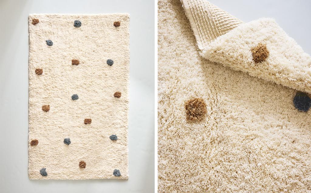 KIDS' RECTANGULAR TEXTURED POLKA DOT RUG