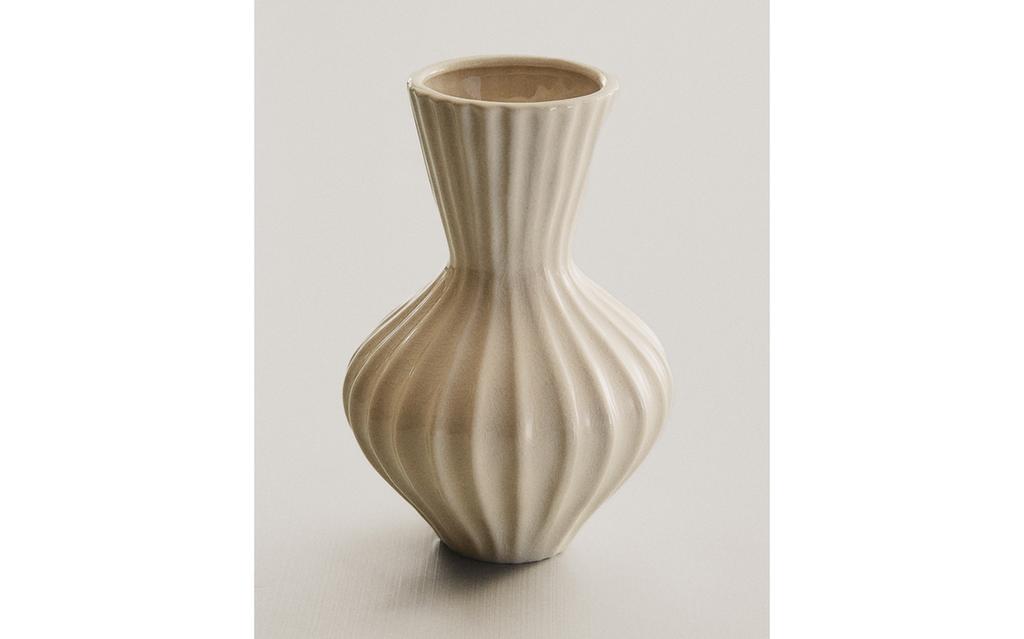 KLEINE VASE AUS EMAILLIERTER KERAMIK MIT STREIFEN