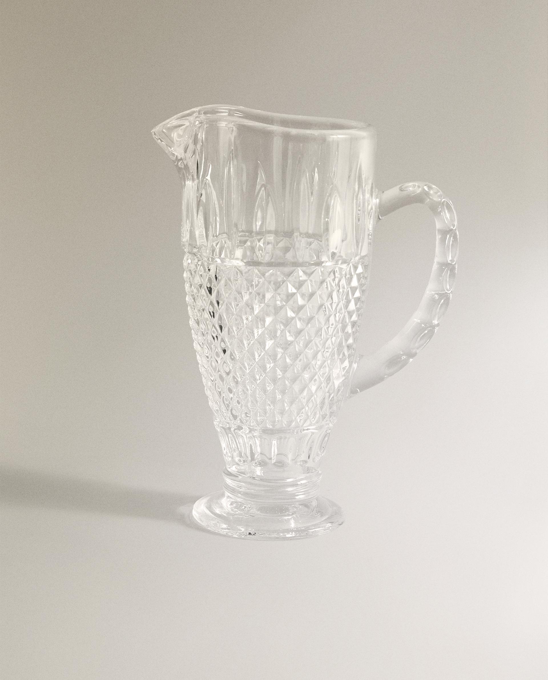 RAISED DESIGN GLASS JUG