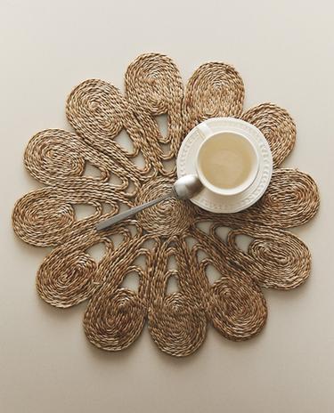JUTE PLACEMAT MET BLOEMEN