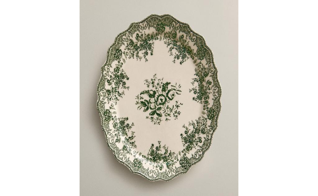 FLORAL EARTHENWARE SERVING DISH