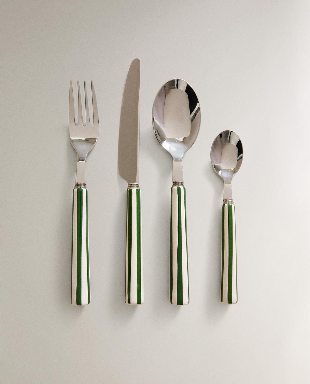 4-PIECE FLATWARE SET WITH CERAMIC HANDLE