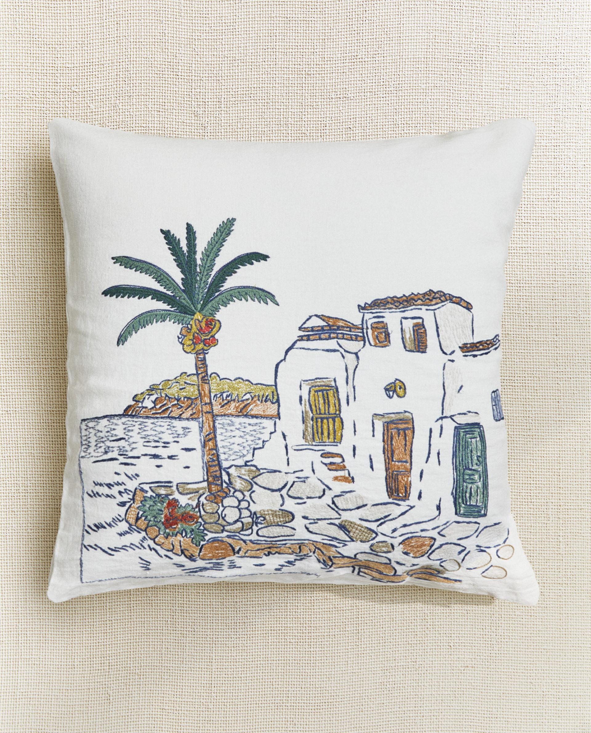 家々 刺繍 クッションカバー | Zara Home 日本/Japan