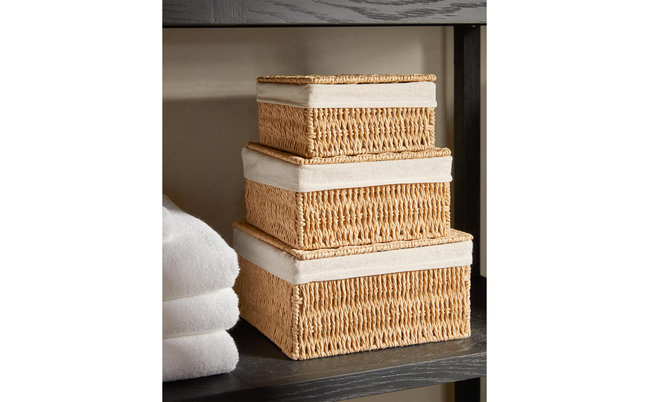 コットンライナー付きフタ付きバスケット | Zara Home 日本/Japan