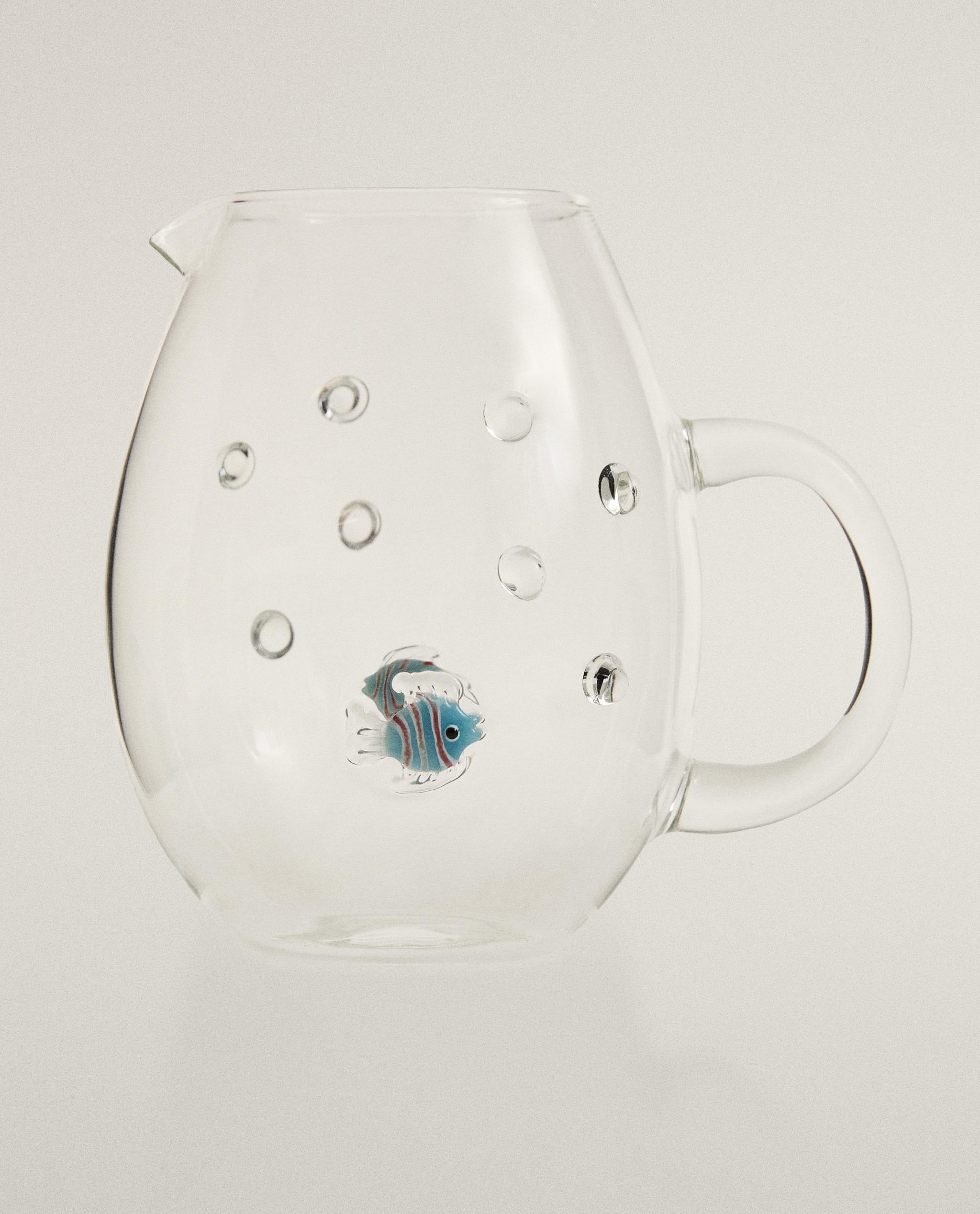 BOROSILICATE JUG WITH BUBBLES AND FISH product thumbnail 5