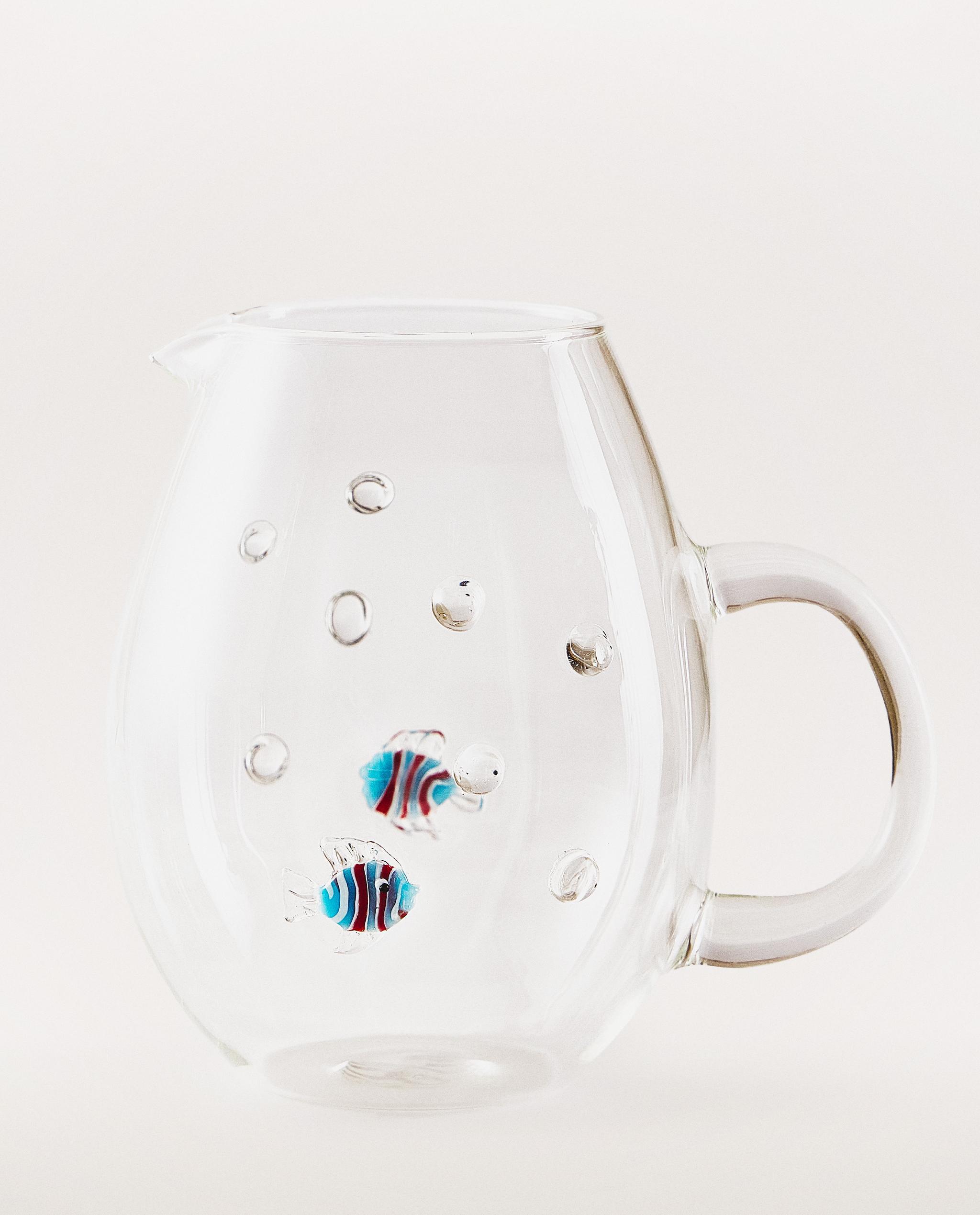 BOROSILICATE JUG WITH BUBBLES AND FISH product thumbnail 8