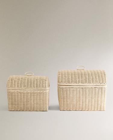 KIDS' RATTAN BASKET WITH LID