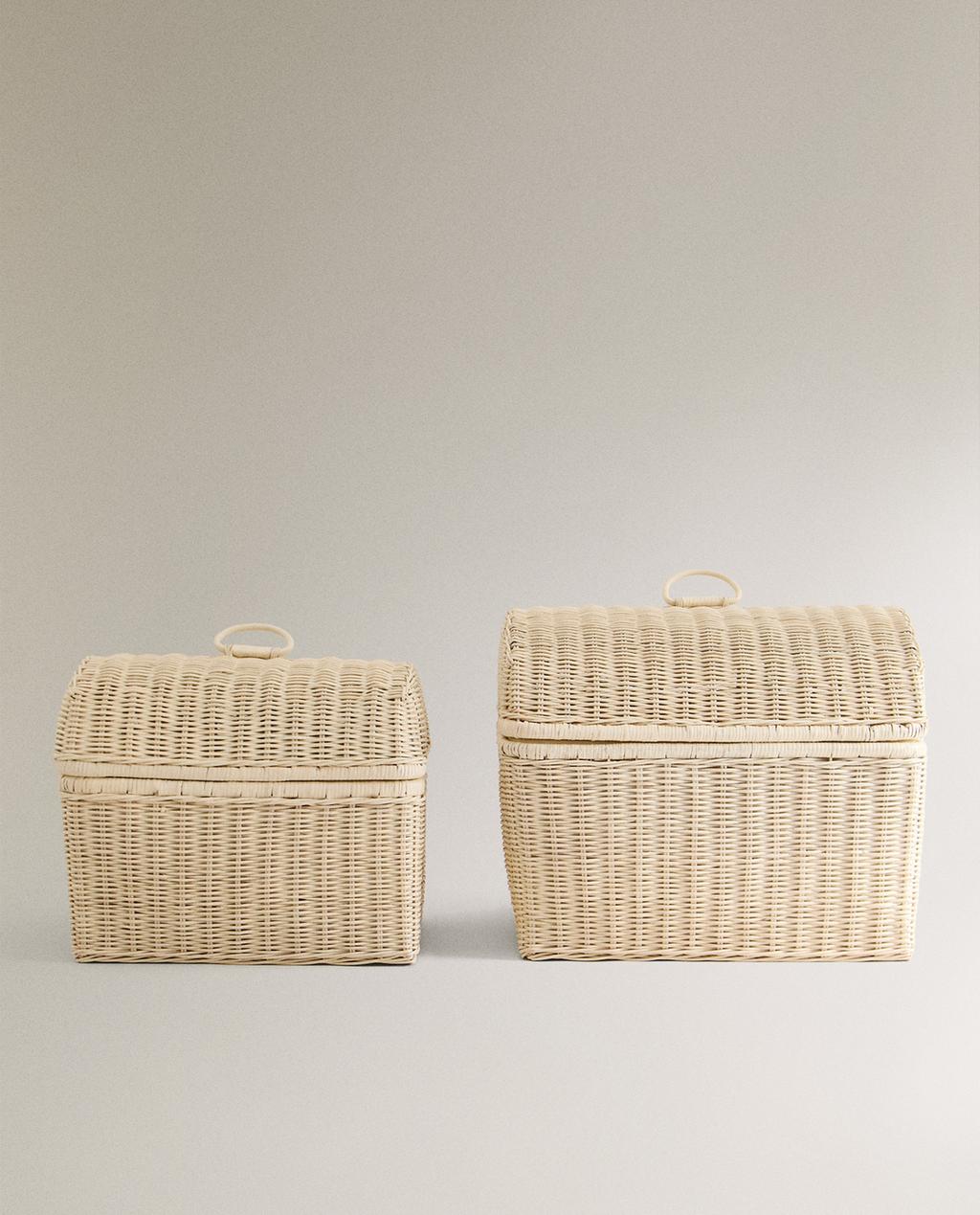 CESTA PER BAMBINI IN RATTAN CON COPERCHIO