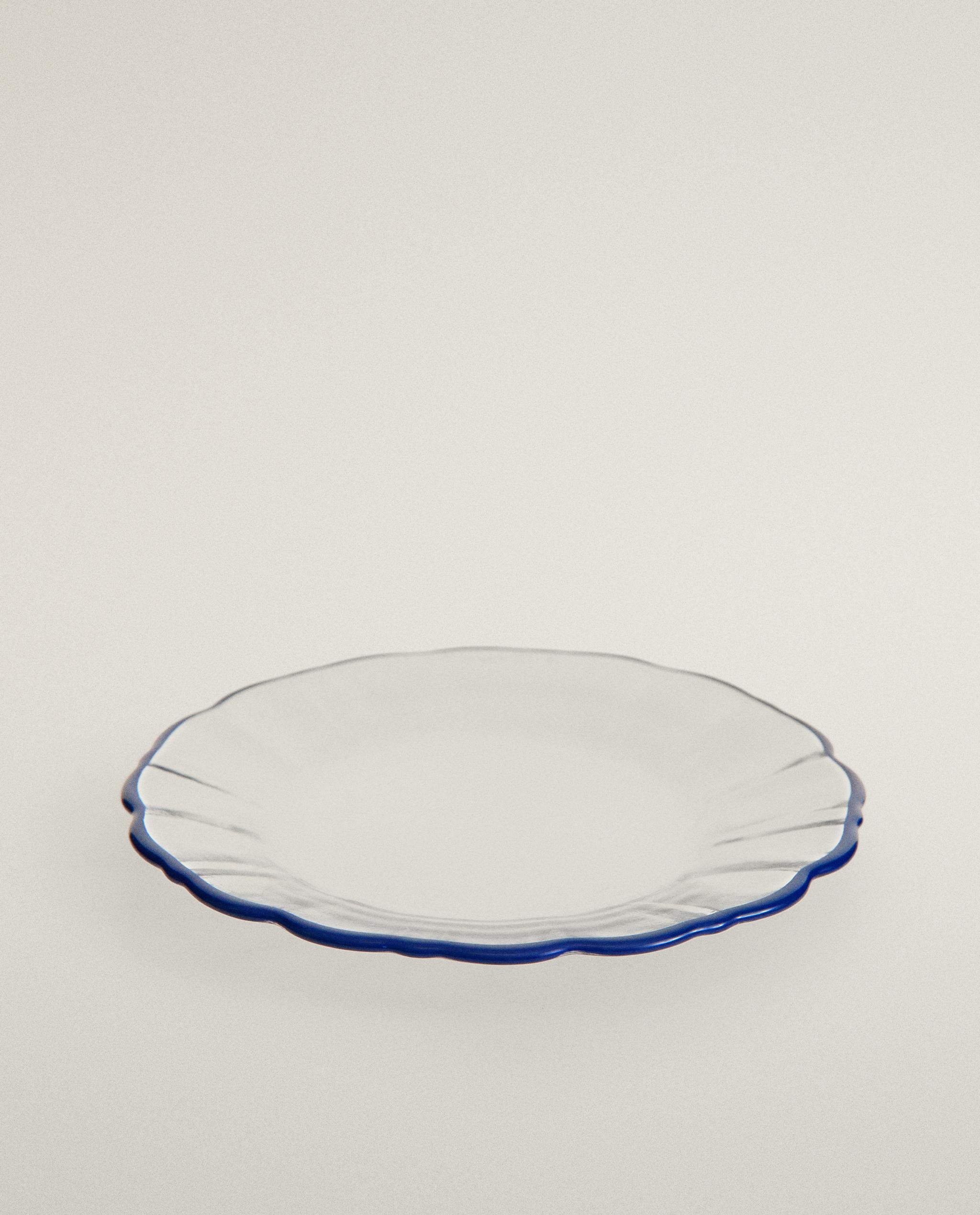 GLASS DINNER SET WITH BLUE RIM product thumbnail 14