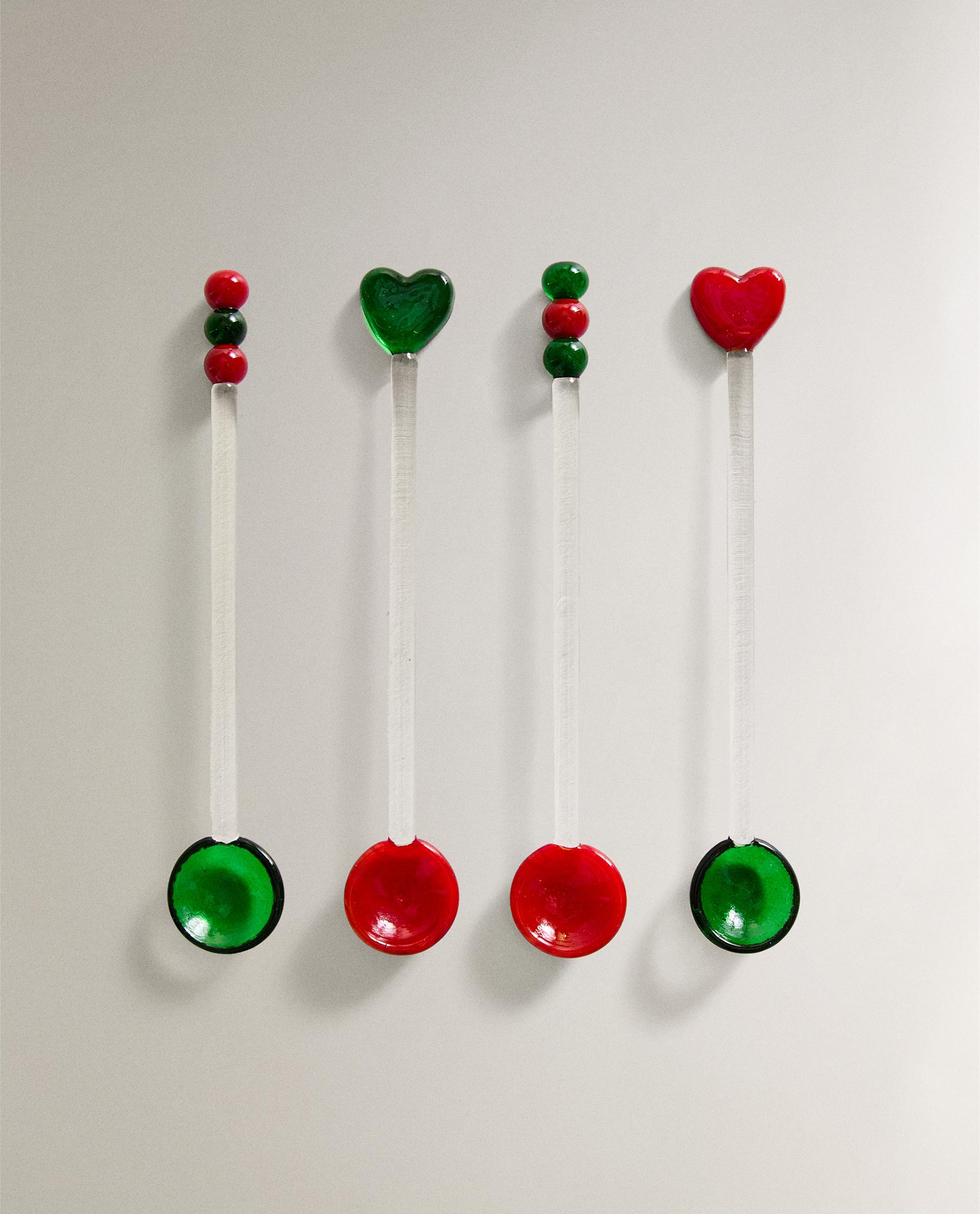 PACK OF CHRISTMAS GLASS DESSERT SPOONS (PACK OF 4)