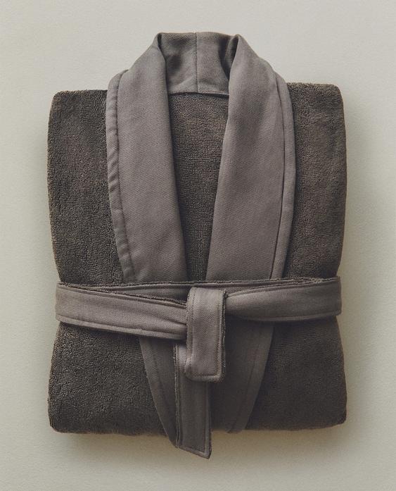 BADEMANTEL AUS BAUMWOLLE MIT APPLIZIERTEM GEWEBE