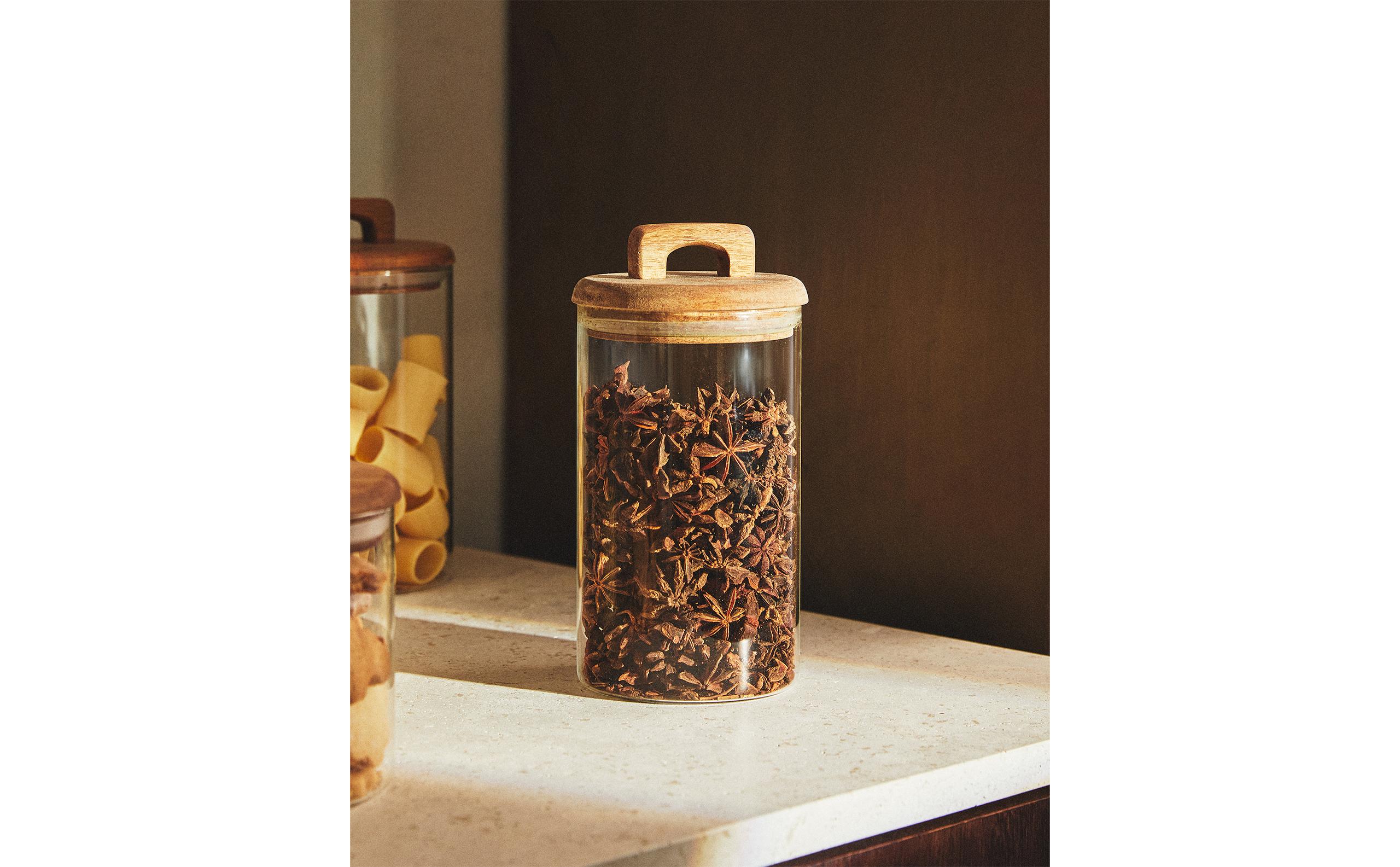 BOROSILICATE GLASS AND WOOD STORAGE JAR product thumbnail 12