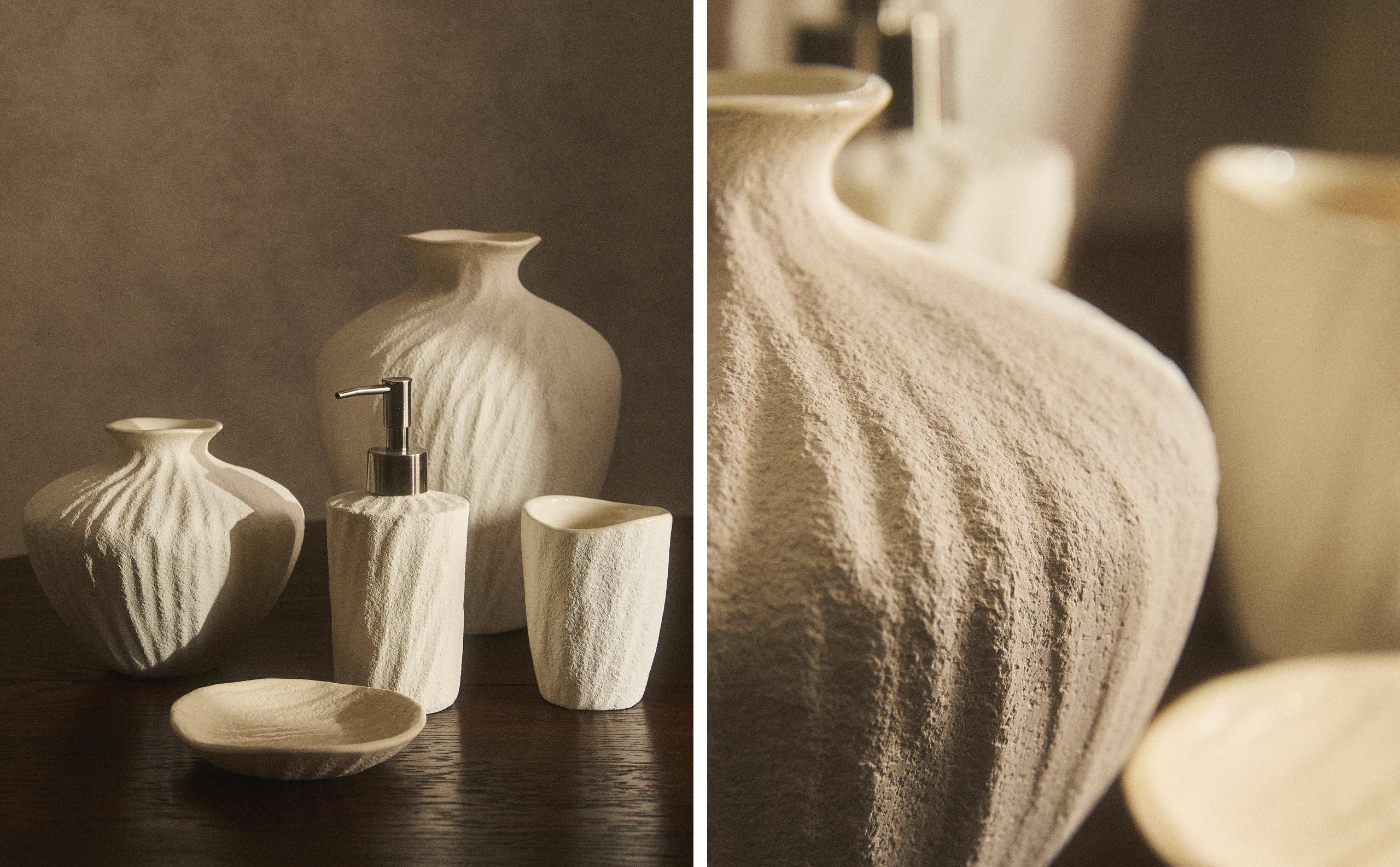 TEXTURED STONEWARE BATHROOM SET