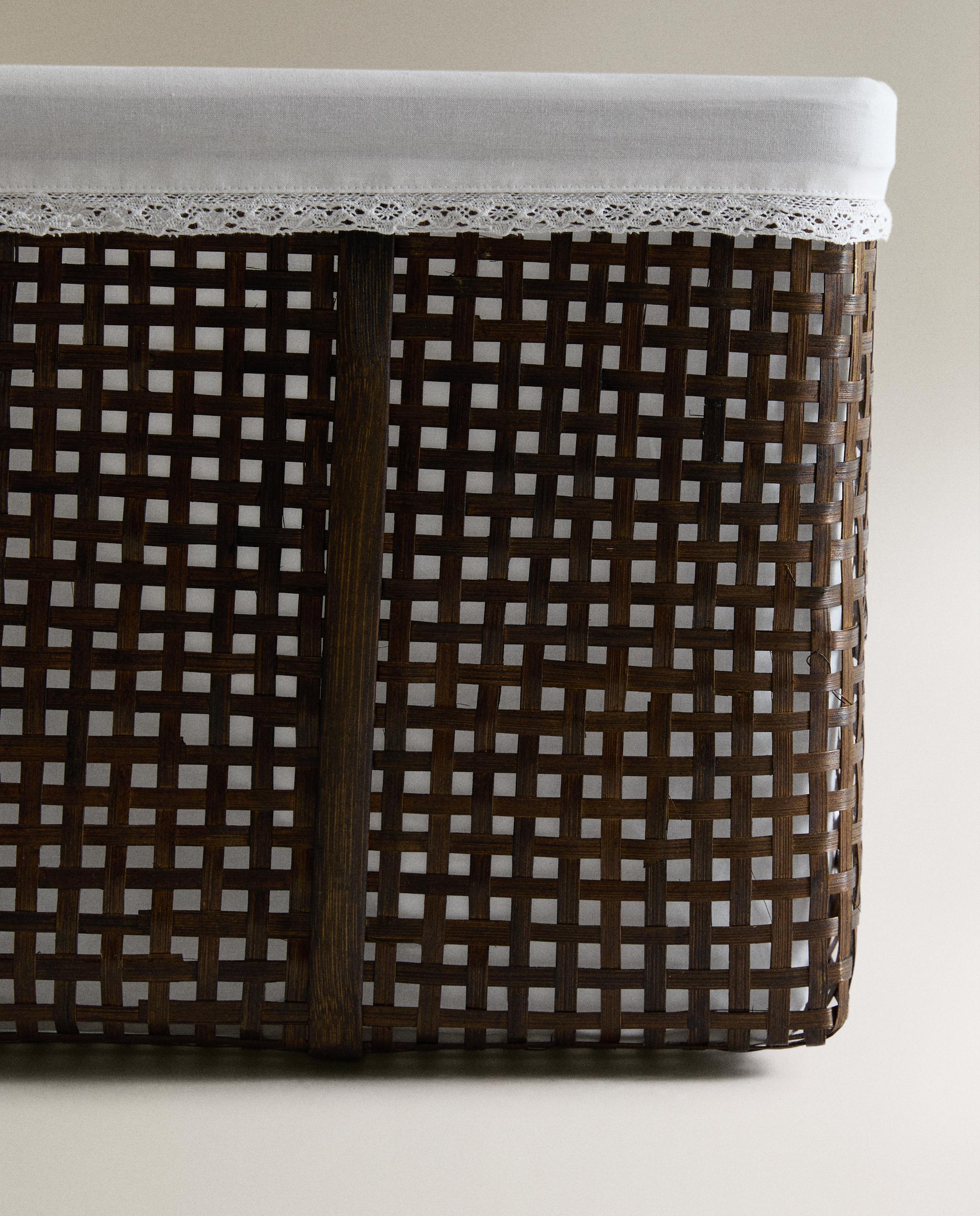 BAMBOO BASKET WITH LACE TRIM product thumbnail 8