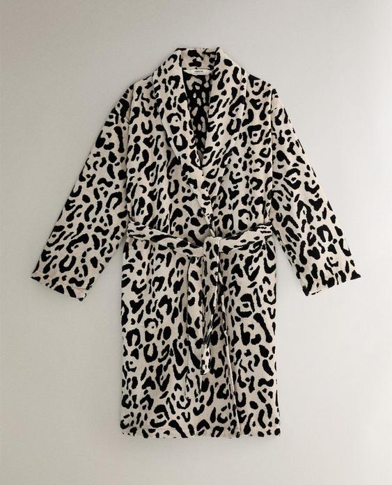ANIMAL PRINT VELOUR DRESSING GOWN