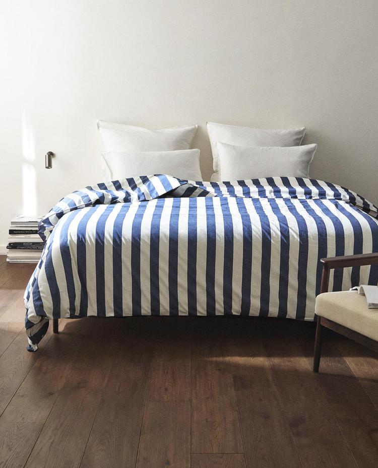 STRIPED WASHED COTTON DUVET COVER