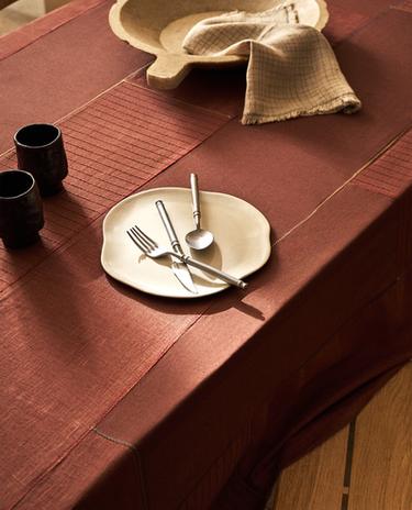 COTTON AND LINEN PATCHWORK TABLECLOTH