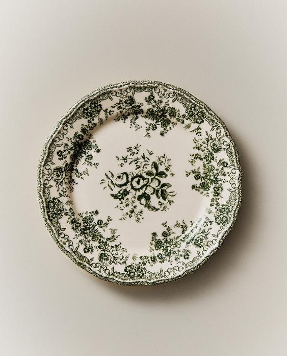 FLORAL EARTHENWARE DESSERT PLATE