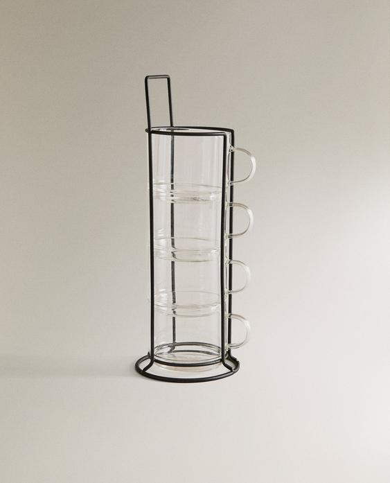 BOROSILICATE GLASS CUP TOWER (SET OF 4)