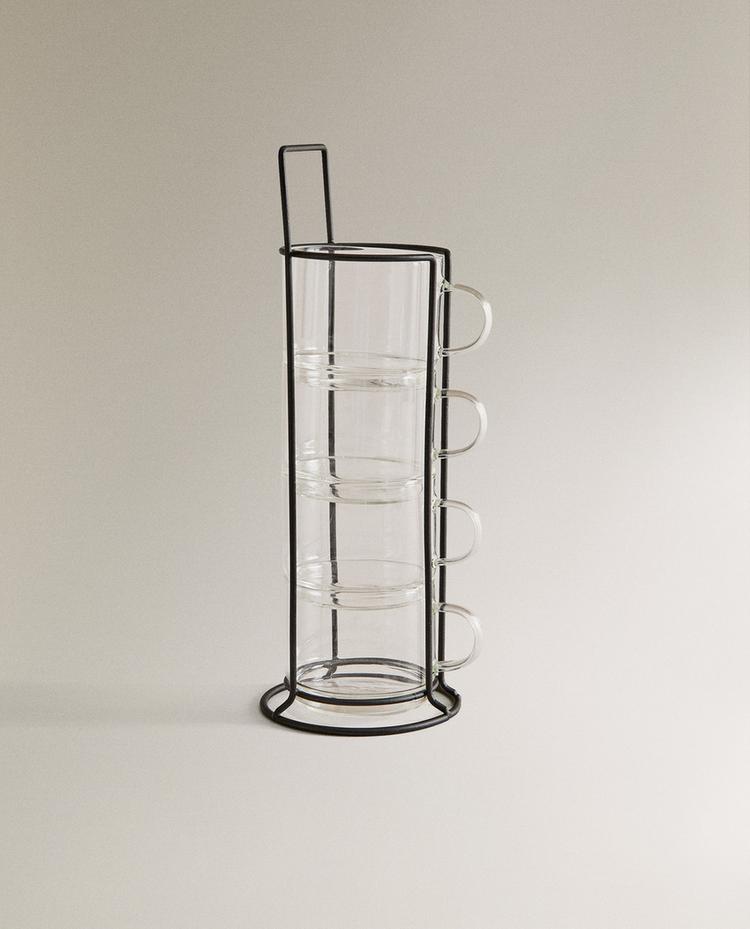 BOROSILICATE GLASS CUP TOWER (SET OF 4)