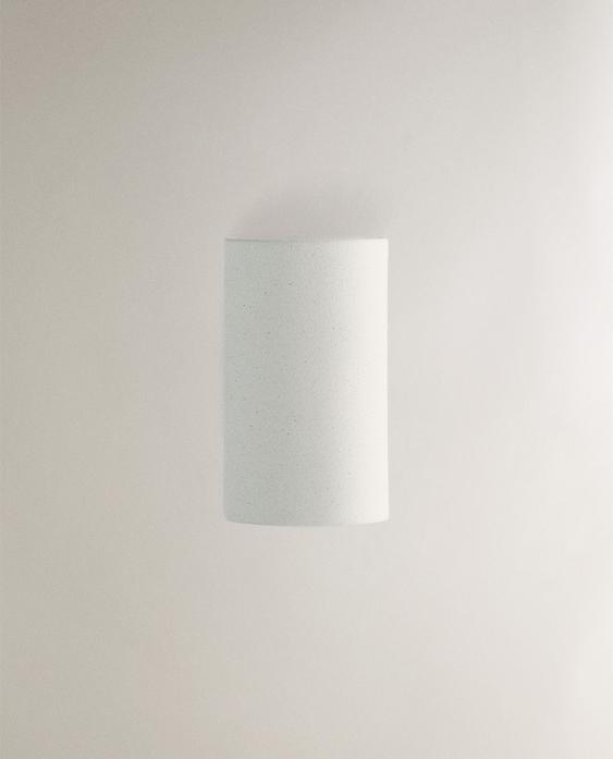 Beige Stoneware Wall Light | Semi-Cylindrical Lamp