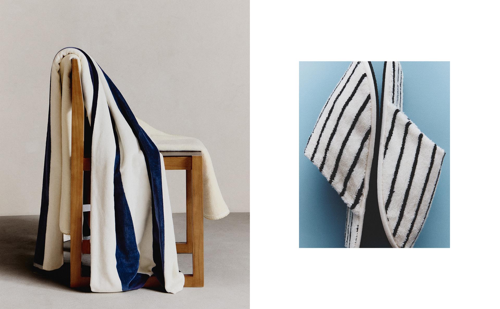 GESTREIFTE HANDTÜCHER UND HAUSSCHUHE