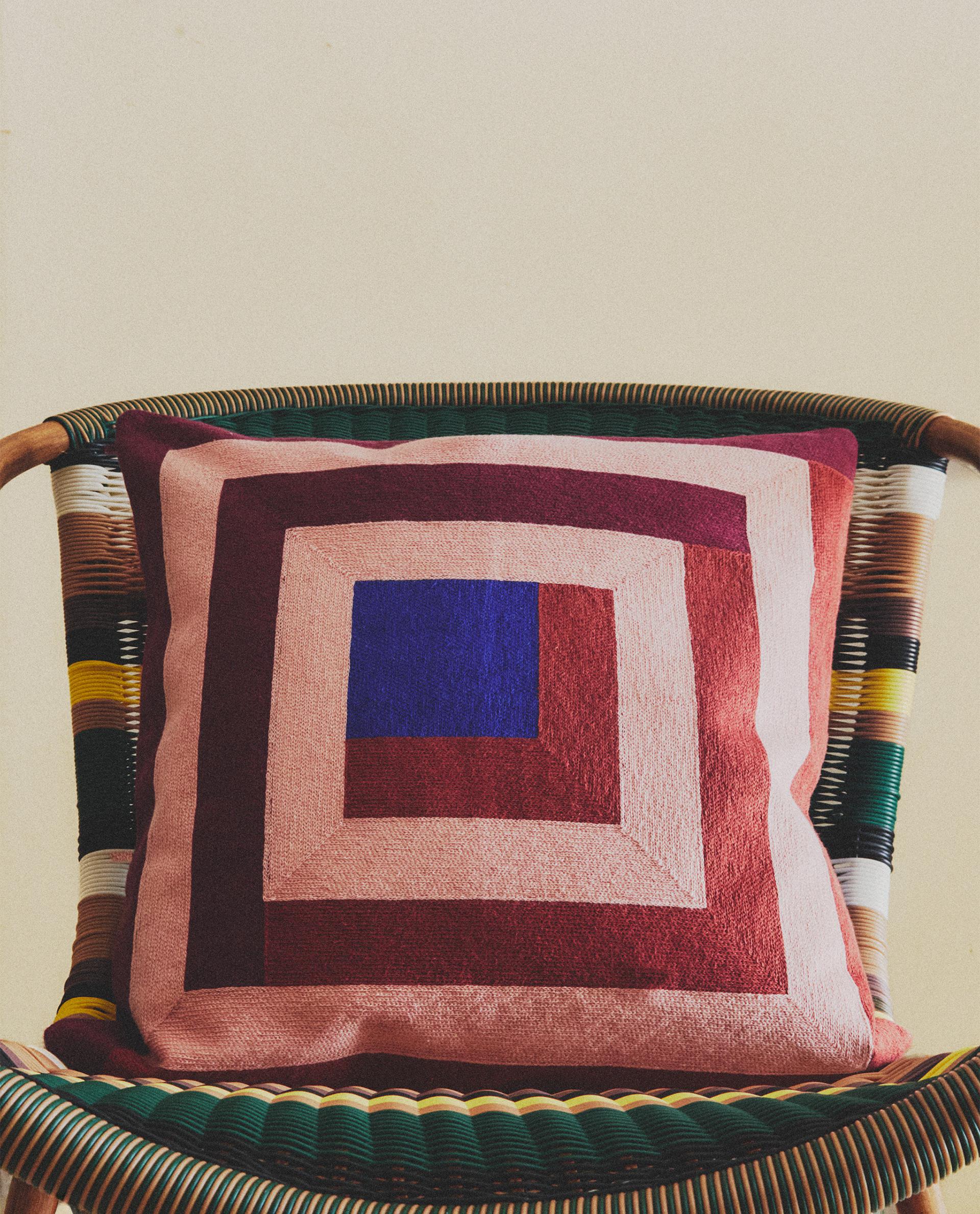 COTTON CUSHION COVER WITH SQUARES X COLLAGERIE
