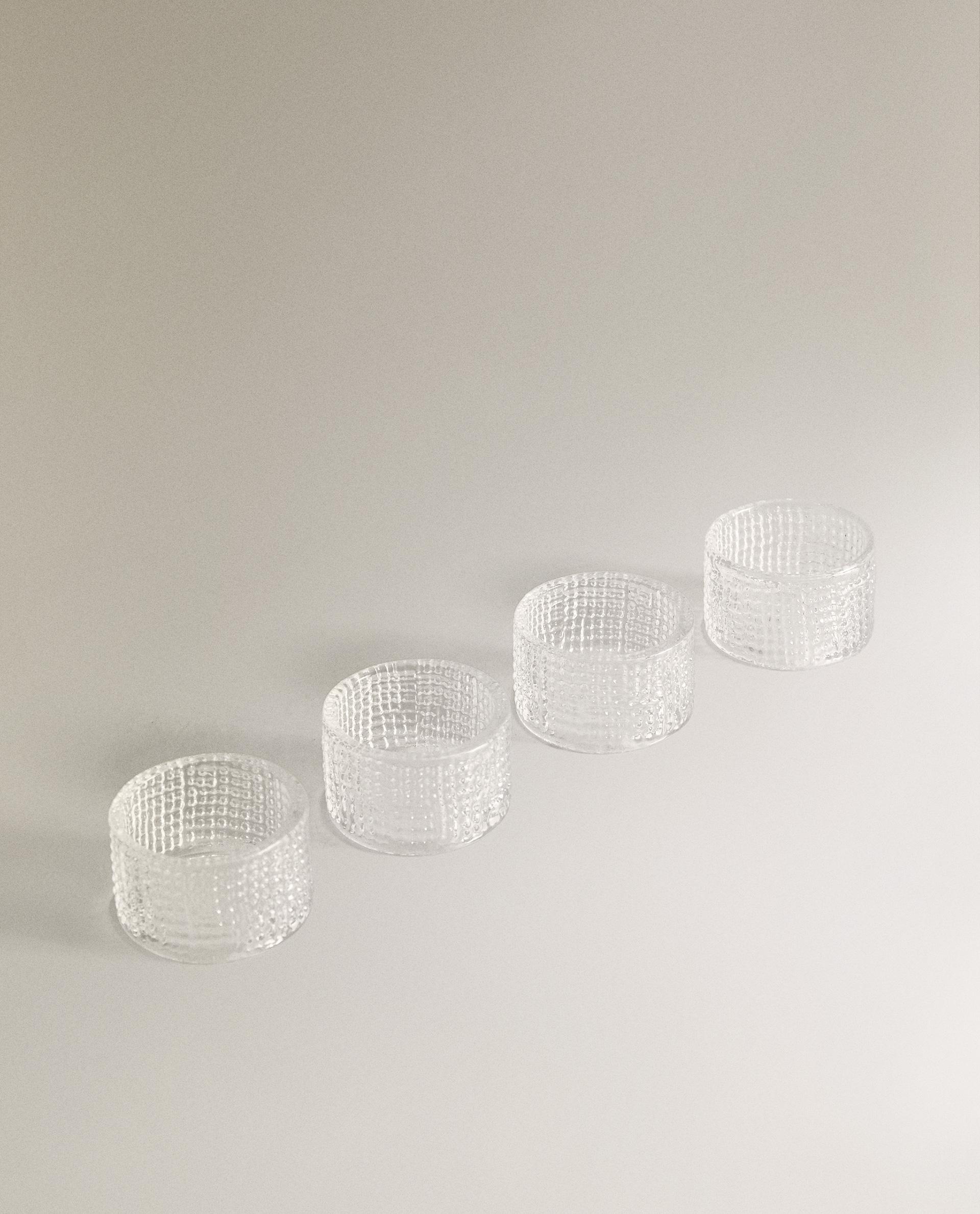 RAISED DESIGN GLASS NAPKIN HOLDERS (SET OF 4)