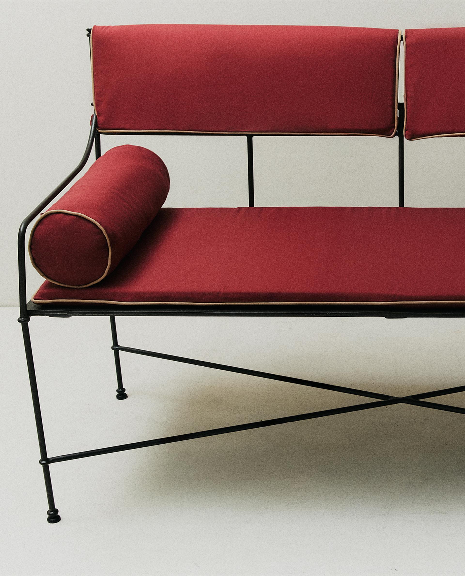 FORGED METAL BENCH AND CUSHIONS FORGED METAL BENCH AND CUSHIONS