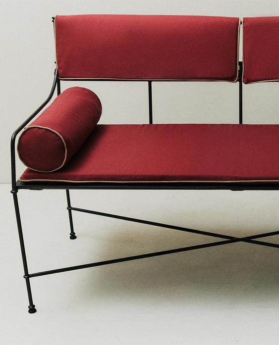 FORGED METAL BENCH AND CUSHIONS