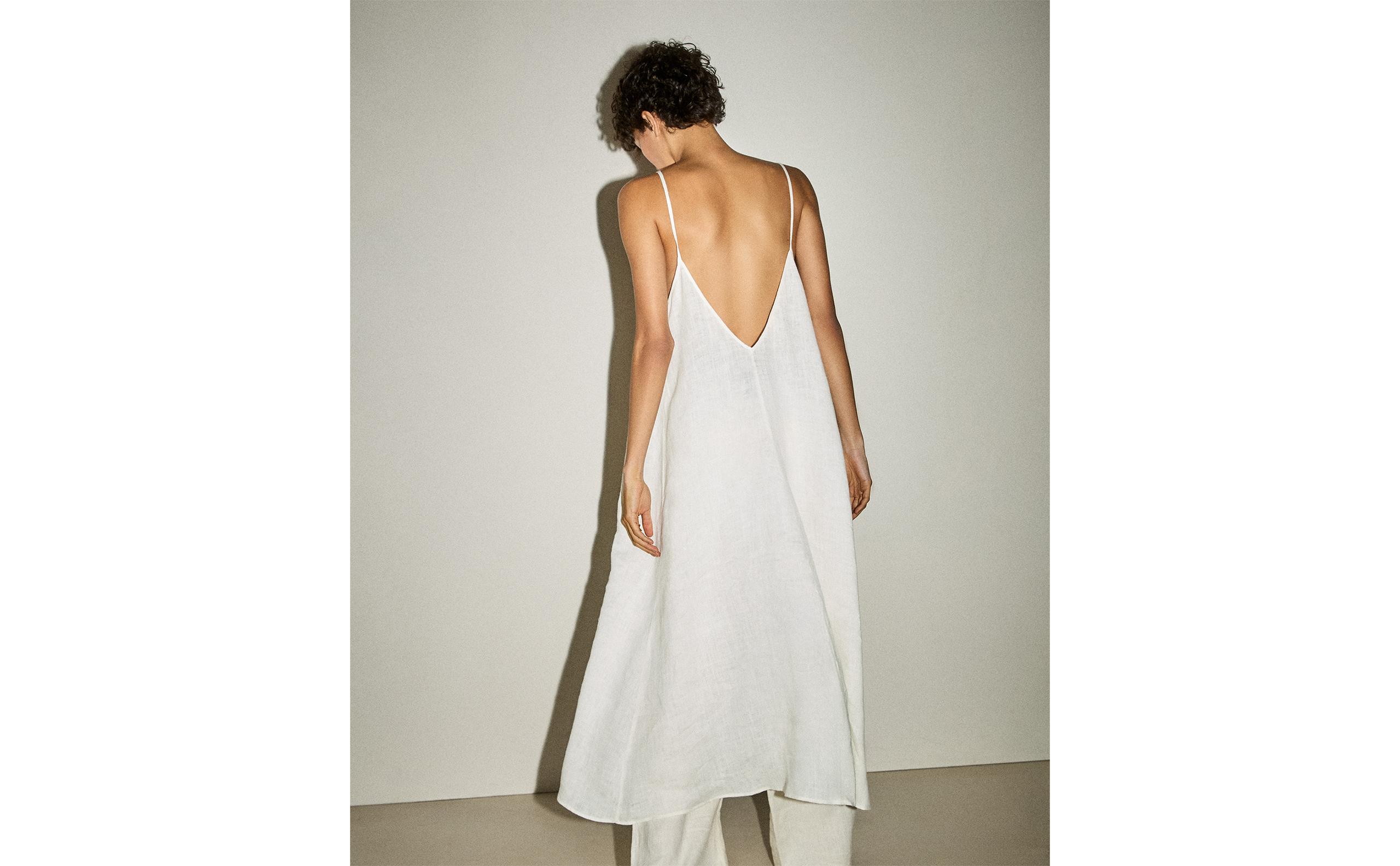 LONG STRAPPY LINEN DRESS