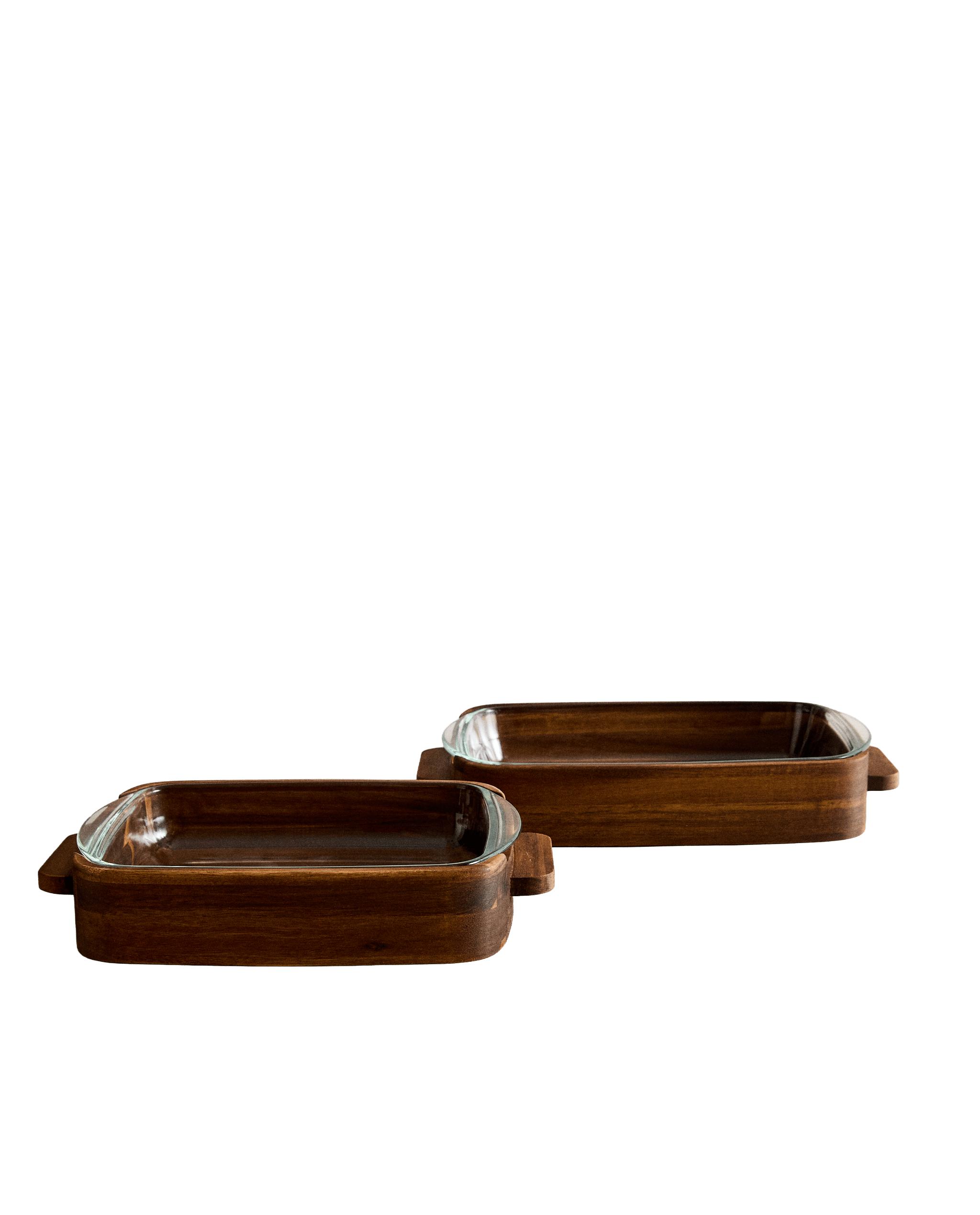 BOROSILICATE GLASS AND WOOD OVEN SERVING DISH product thumbnail 2