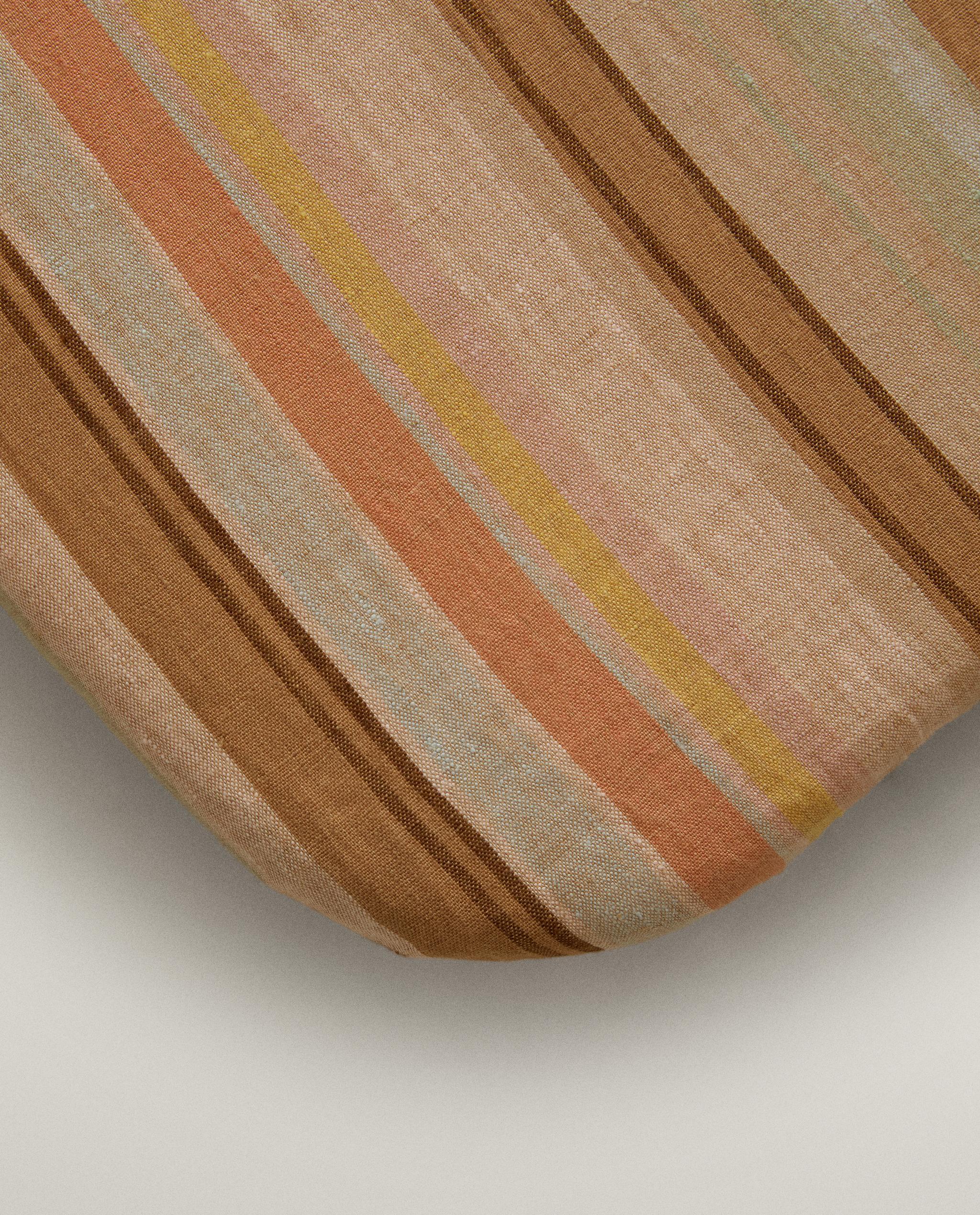 STRIPED COTTON AND LINEN ACCENT CHAIR SEAT CUSHION product thumbnail 8