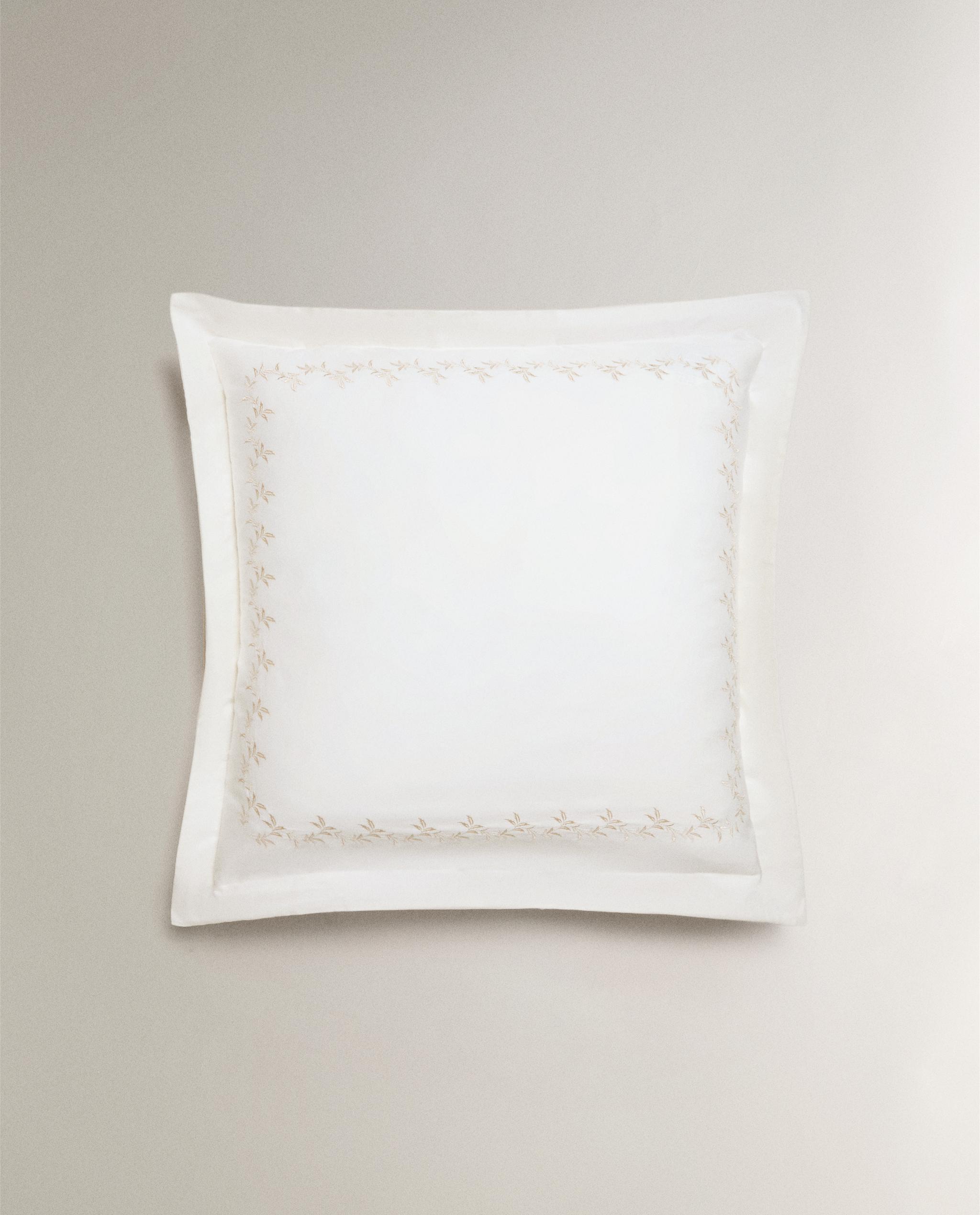 SATEEN PILLOWCASE WITH EMBROIDERED LEAVES product thumbnail 13