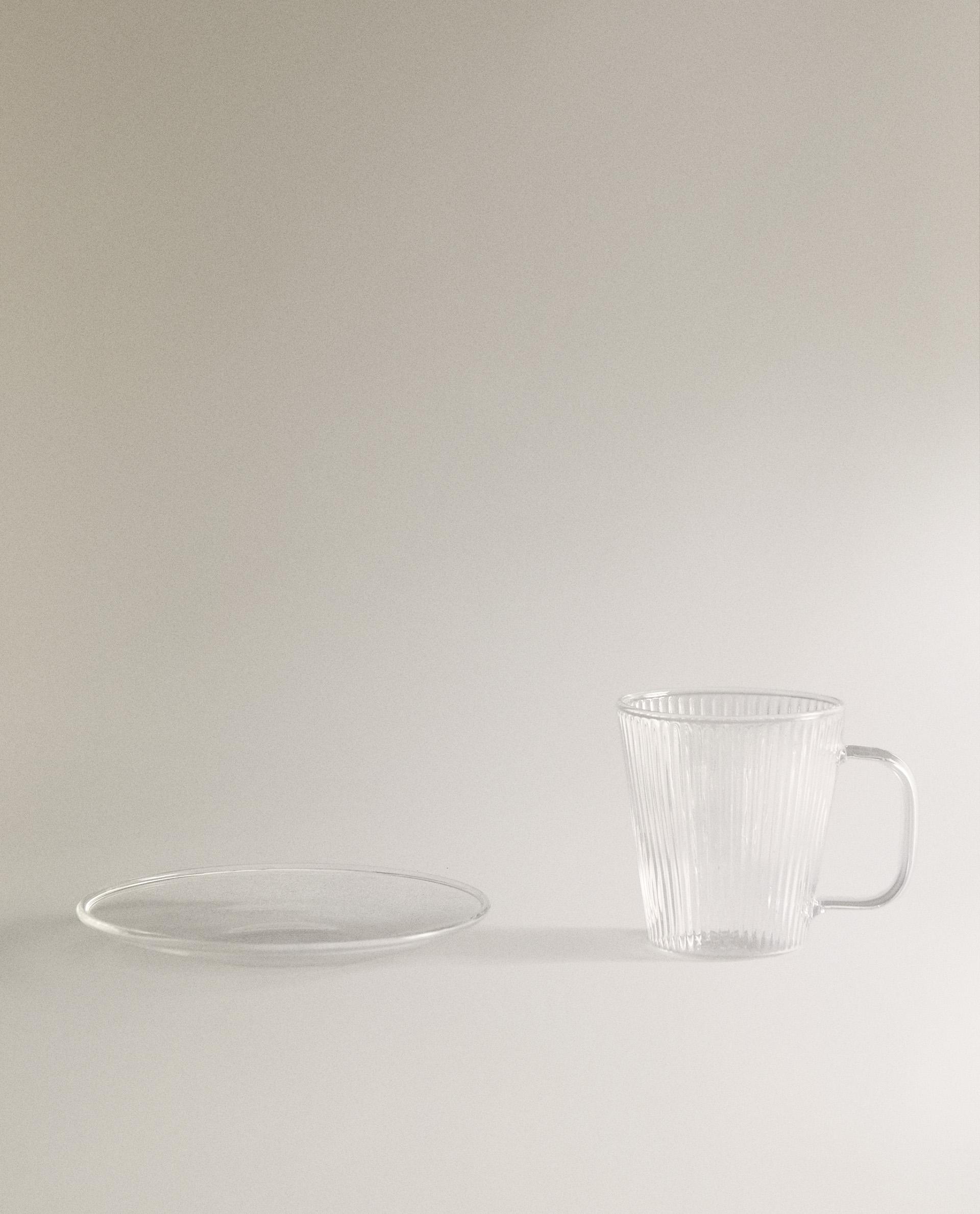 TAZZA DA CAFFÈ CON PIATTINO IN BOROSILICATO