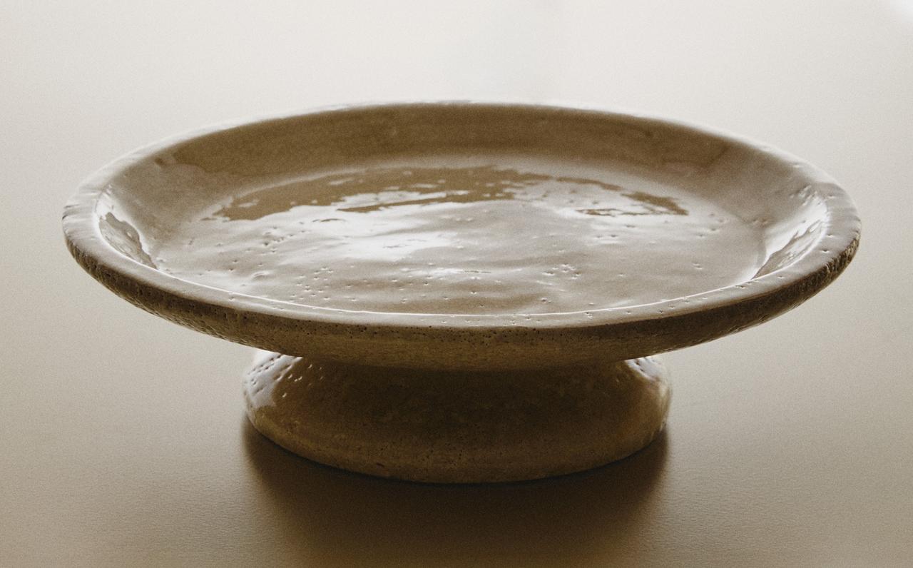 CRACKLED CERAMIC TALL TRAY