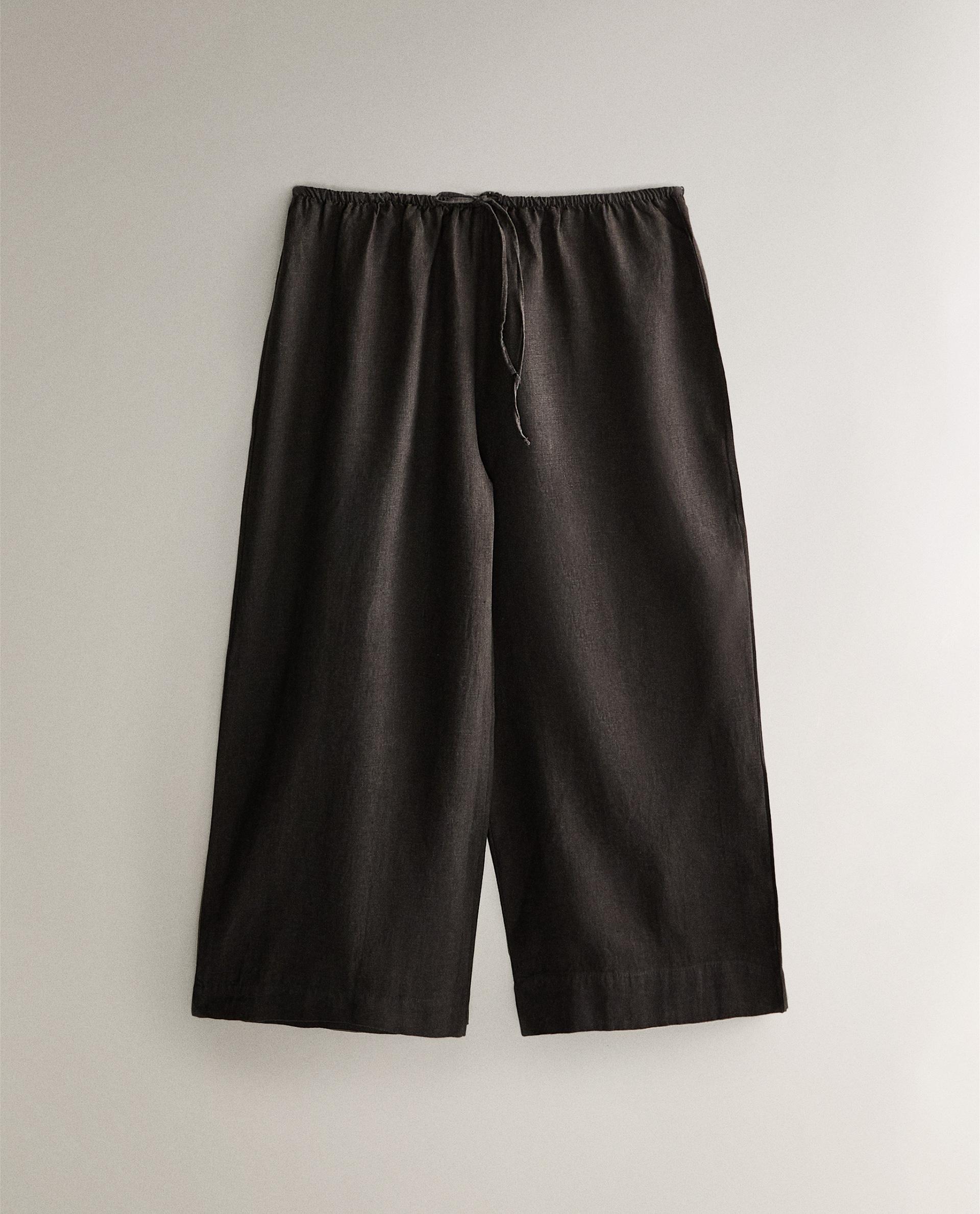 ☆ドイツ発*ZARA*新作*ツータックリネンワイドパンツ/BLACK☆ ☆ドイツ発*ZARA*新作*ツータックワイドパンツ/BLACK☆ (ZARA
