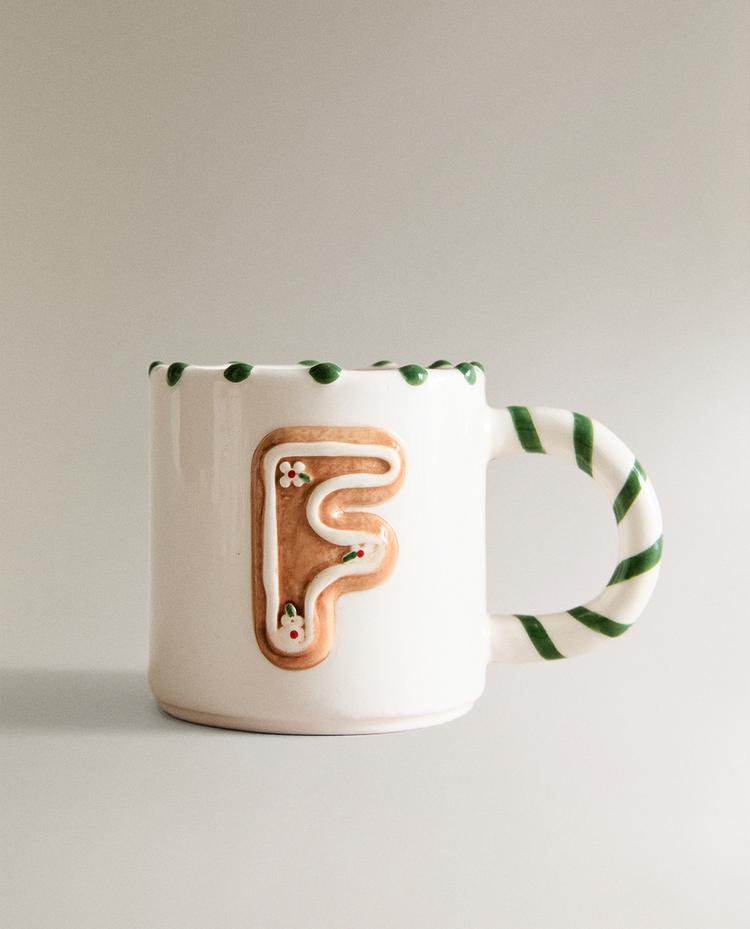 CHILDREN’S CHRISTMAS LETTER F STONEWARE MUG