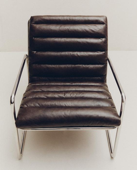 FAUTEUIL CUIR ET ACIER INOXYDABLE