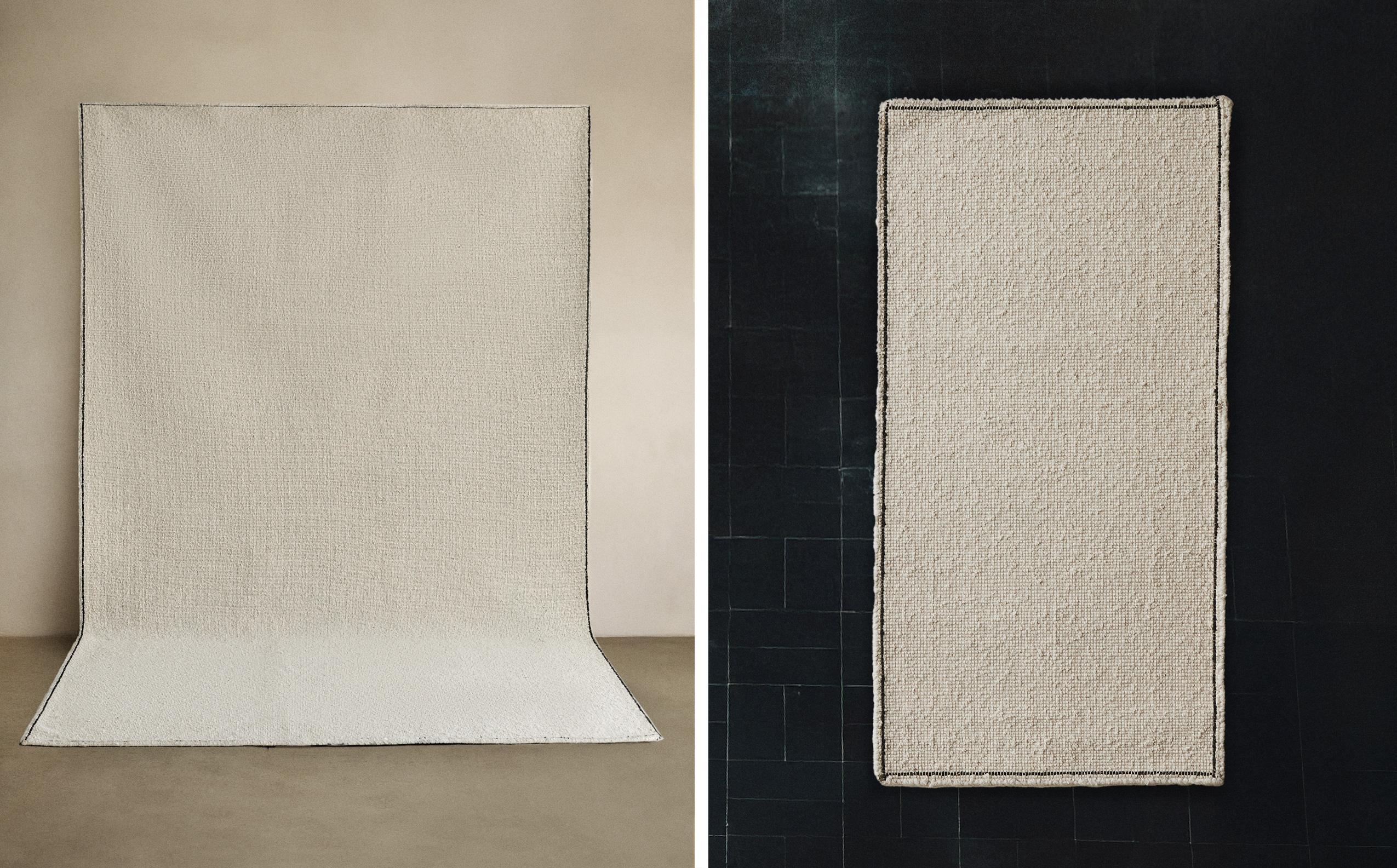 RECTANGULAR BOUCLÉ WOOL RUG