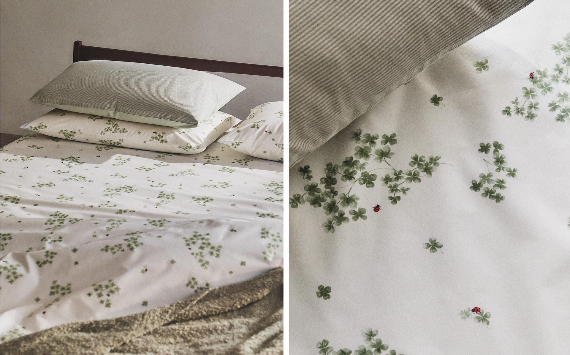 HOUSSE DE COUETTE COTON TRÈFLES ET COCCINELLES HOUSSE DE COUETTE COTON TRÈFLES ET COCCINELLES