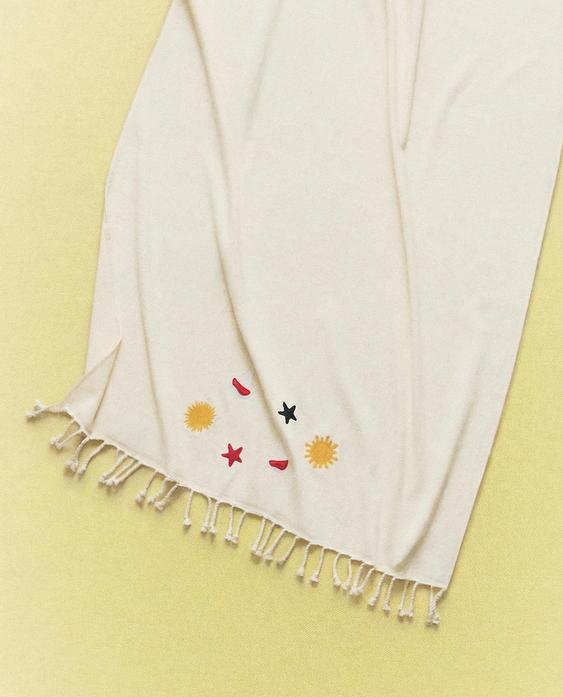 SERVIETTE DE PLAGE EN COTON À MOTIFS
