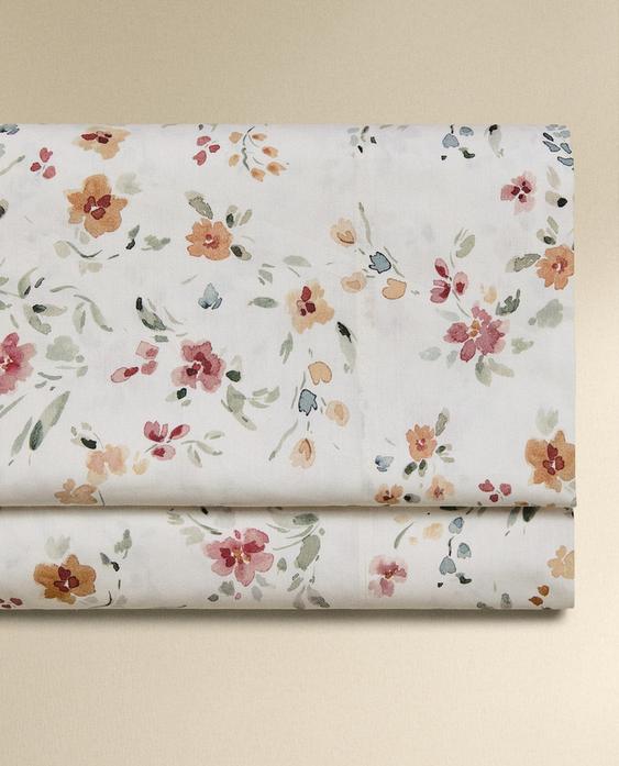 LENZUOLA DI SOPRA COTONE PERCALLE FLOREALE (200 FILI)