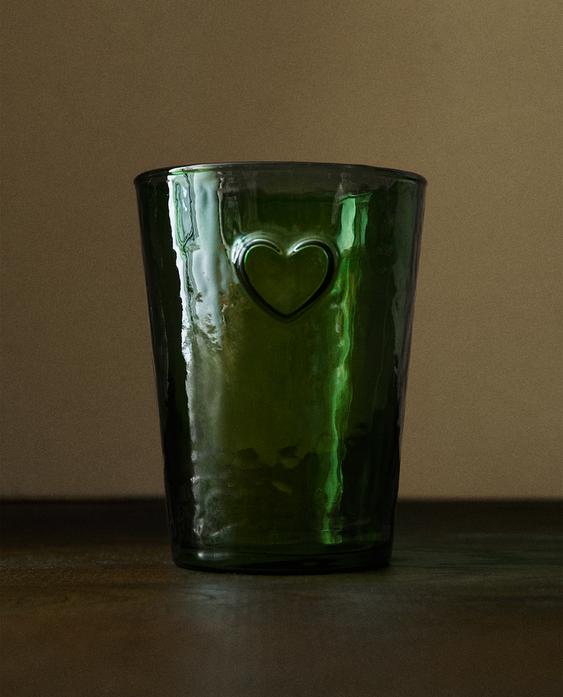 CHRISTMAS GLASS TUMBLER WITH HEART