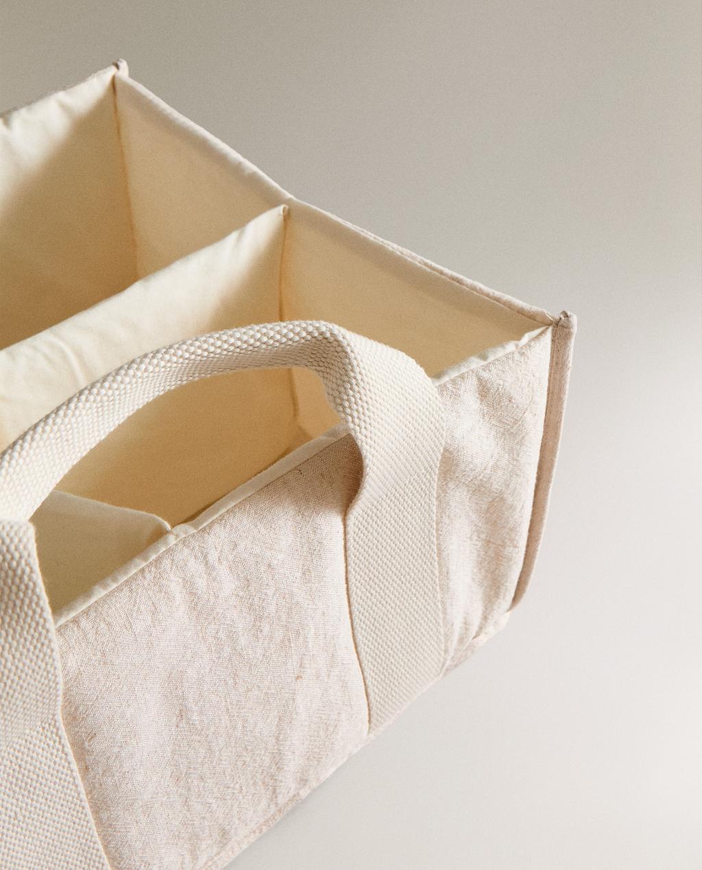 CHILDREN'S LINEN POPLIN NAPPY CADDY WITH HANDLES