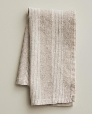 LOT DE 2 SERVIETTES DE TABLE EN LIN DÉLAVÉ À RAYURES