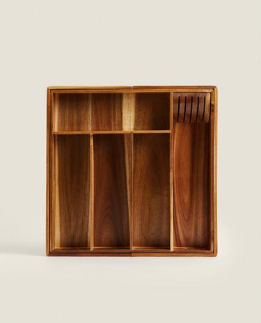 EXTENDIBLE WOODEN CUTLERY TRAY