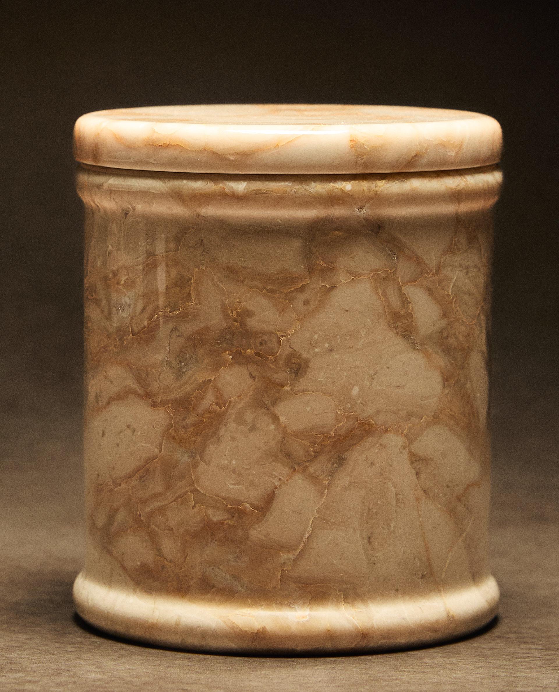 MARBLE CANDLE CONTAINER WITH LID